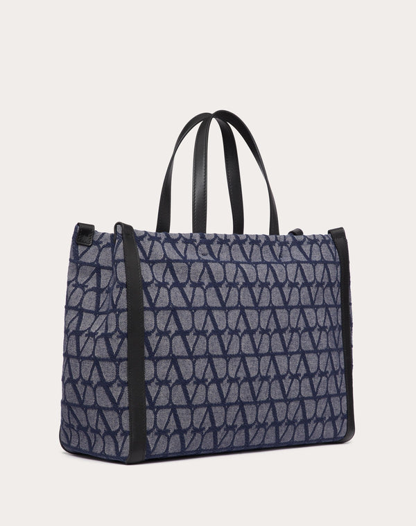 Borsa Shopping Media Toile Iconographe In Tessuto Jacquard Effetto Denim 