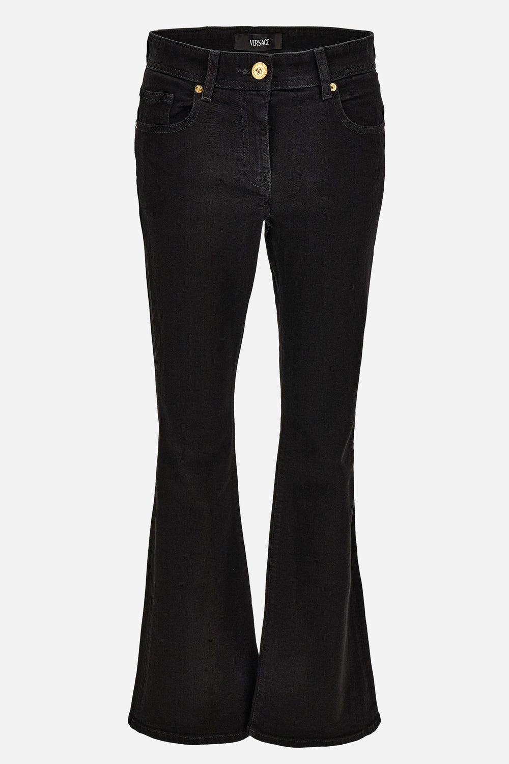 Pant Denim In Denim Stretch Rinse Wash With Medusa- Greca Embroidery