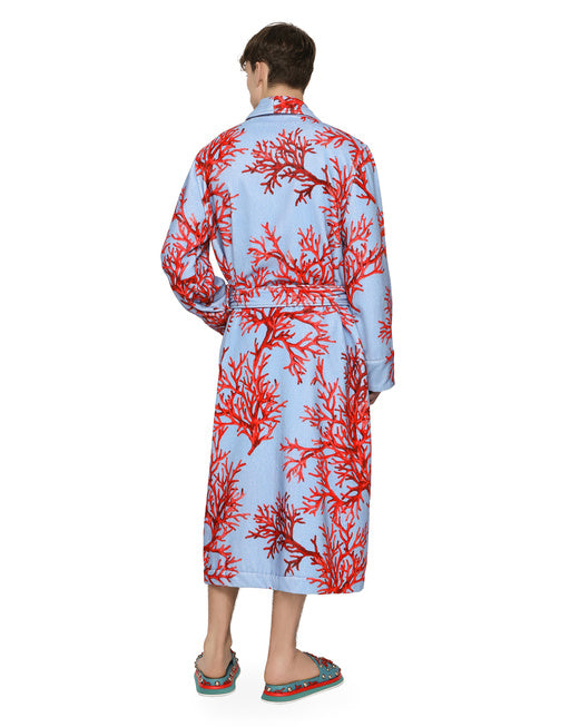 CORAL-PRINT COTTON BATHROBE