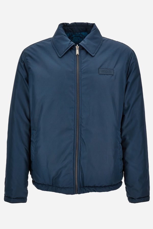 Reversible Blouson In Plain Technical Fabric + Poly Wr Grs Print Barocco 92 Allover Canvas Print