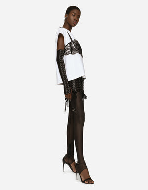 JERSEY T-SHIRT WITH LACE BUSTIER DETAIL