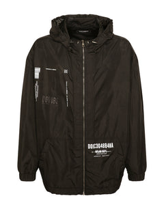 HOODED NYLON JACKET WITH DGVIB3 PRINT