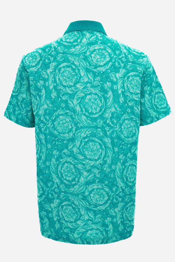 Polo In Barocco Jacquard Piquet Fabric