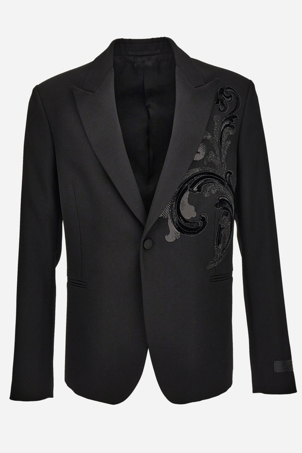 Evening Jacket In Grain De Poudre Fabric-Leaf Barocco Embroidery