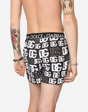 SHORT SWIM TRUNKS WITH ALL-OVER DG PRINT