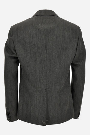 Formal Jacket In Wool Twill Mouline Fabric