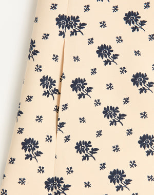 Abito Corto In Crepe Couture Fiorellino Blu Papier Floral 