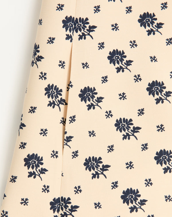 Abito Corto In Crepe Couture Fiorellino Blu Papier Floral 