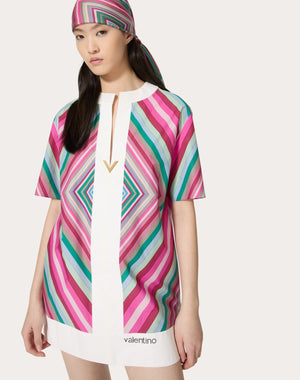 Abito Corto In Popeline Valentino Rhombus 75 Foulard 