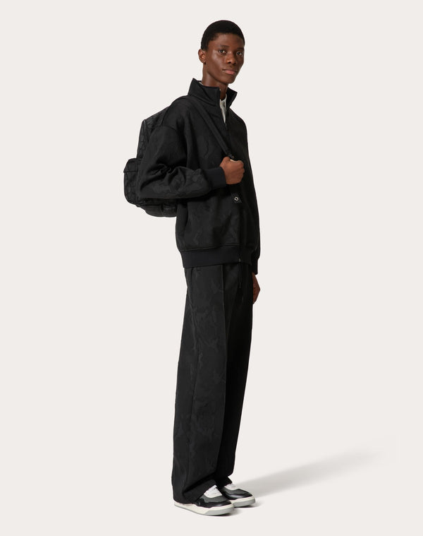 Felpa Collo Alto In Acetato Con Zip E Motivo Camounoir All Over