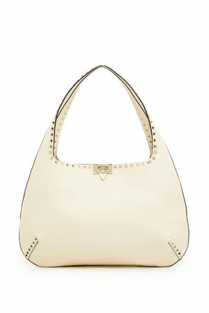 BORSA HOBO PICCOLA ROCKSTUD IN VITELLO GRANATO