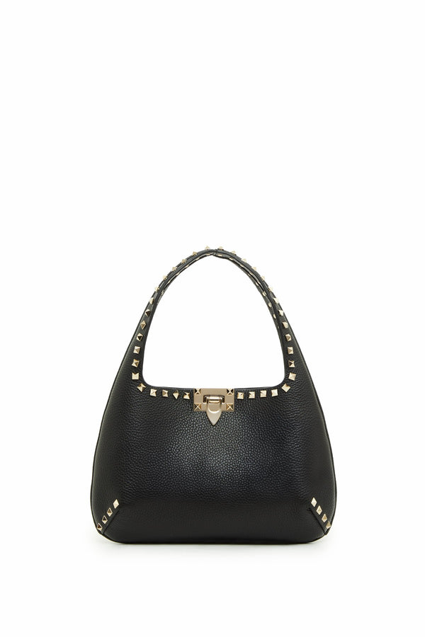 BORSA HOBO PICCOLA ROCKSTUD IN VITELLO GRANATO