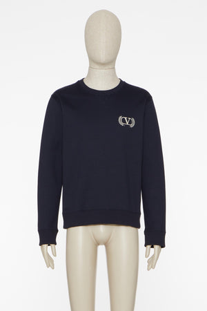 Felpa Girocollo In Cotone Con Ricamo Maison Valentino