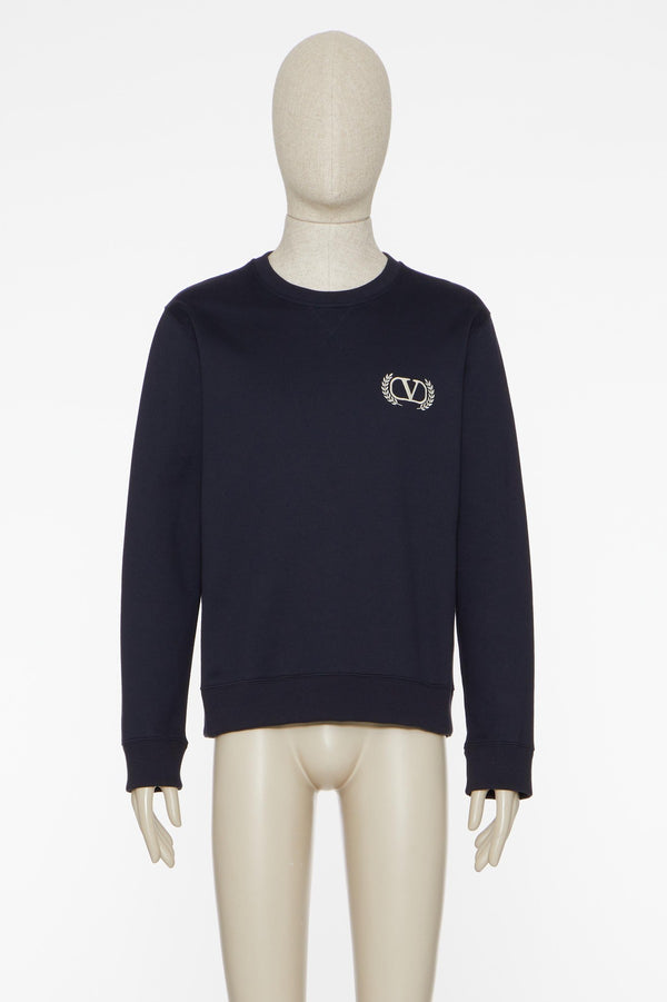 Felpa Girocollo In Cotone Con Ricamo Maison Valentino