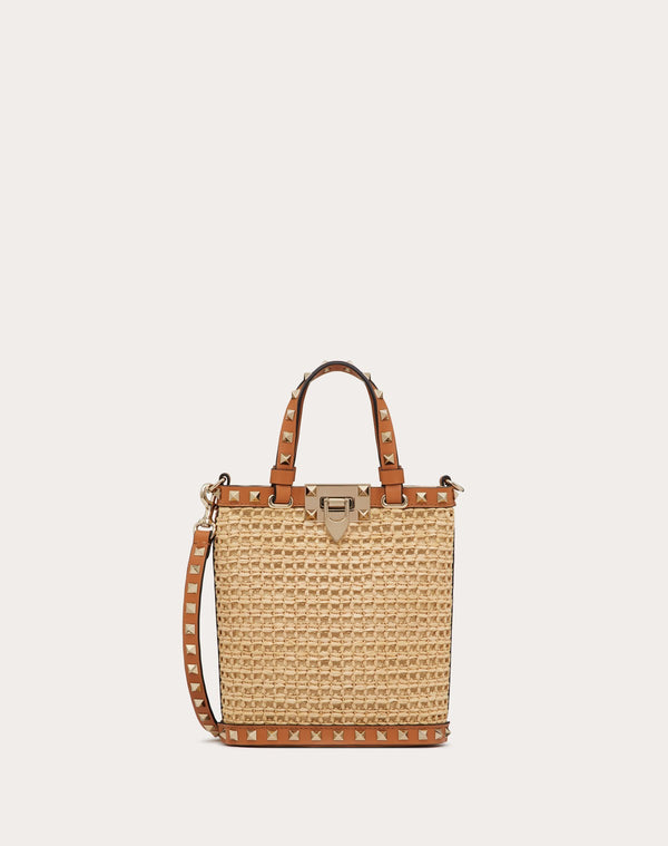 Mini Borsa Con Tracolla Rockstud In Rafia