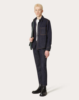 Camicia In Denim Con Etichetta Sartoriale Maison Valentino