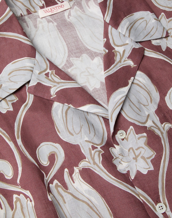 Camicia Da Bowling In Lino Con Stampa Metamorphos Tulips