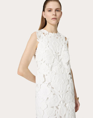 Abito Corto In Light Double Splittable Gabardine Ricamato