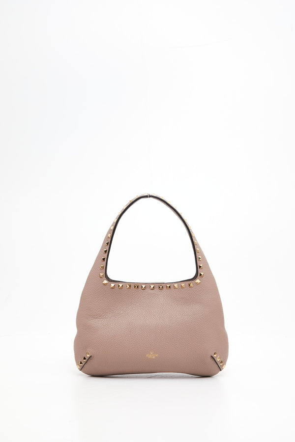 BORSA HOBO PICCOLA ROCKSTUD IN VITELLO GRANATO