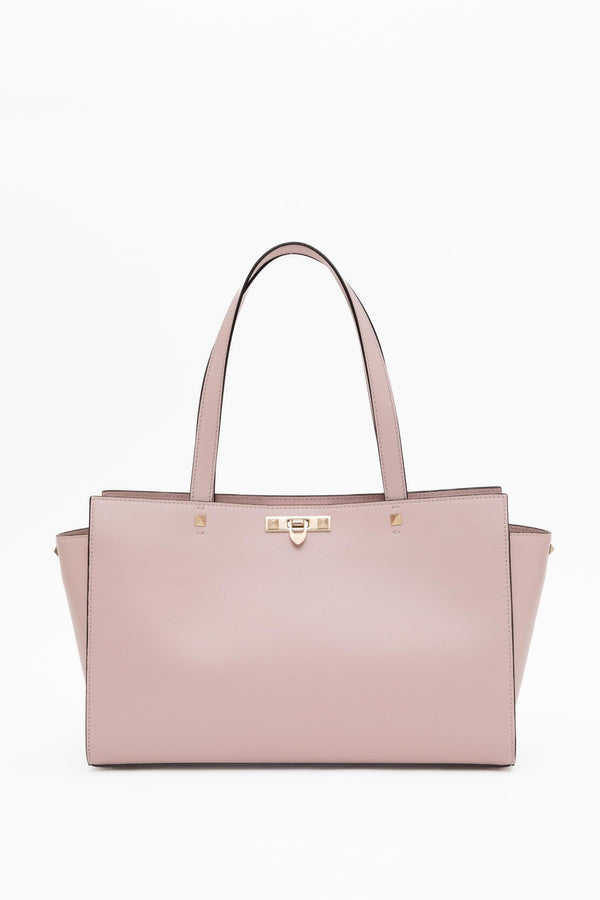 BORSA GRANDE ROCKSTUD FIERCE IN VITELLO GRANATO 