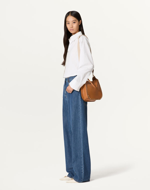 Borsa Hobo Valentino Garavani Rockstud In Vitello Granato 