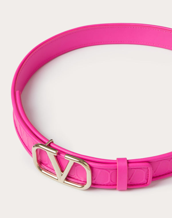 Cintura Valentino Garavani Leather Toile Iconographe  In Vitello 30 Mm
