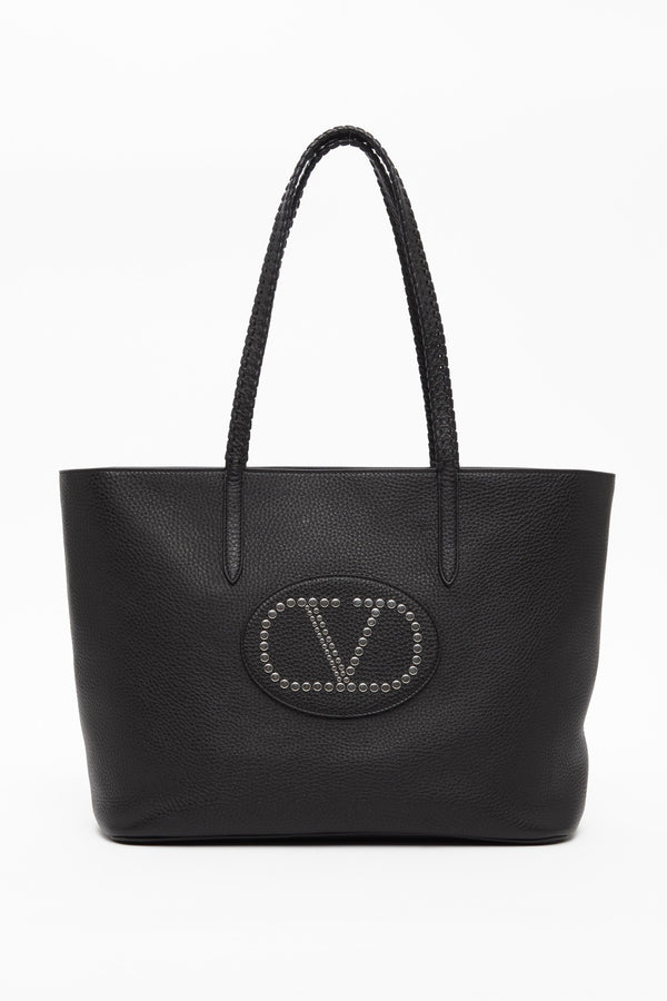 Borsa Shopping Valentino Garavani Nellcôte In Vitello Granato