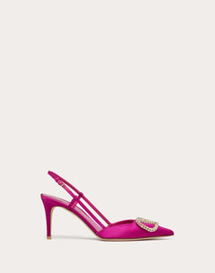 Décolleté Slingback Vlogo Signature In Raso 80Mm