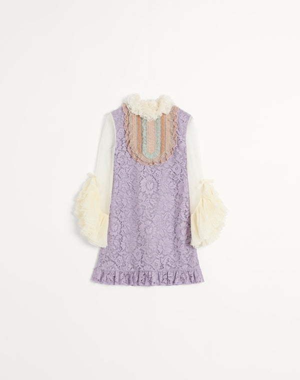 Abito Corto In Heavy Lace Ricamato