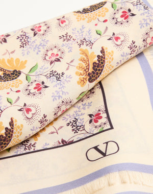 Foulard Papier Floral In Seta