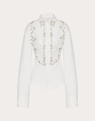 Camicia In Compact Popeline Ricamata