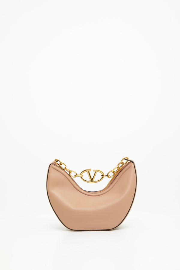 Hobo Piccola Vlogo Moon Bag In Vitello Granato Con Catena