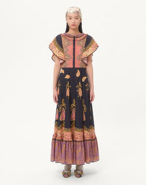 Abito Midi In Mussola Cotone Mix Stampe  