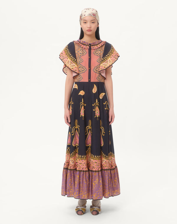 Abito Midi In Mussola Cotone Mix Stampe  