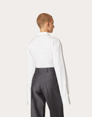 Camicia In Compact Popeline Ricamata