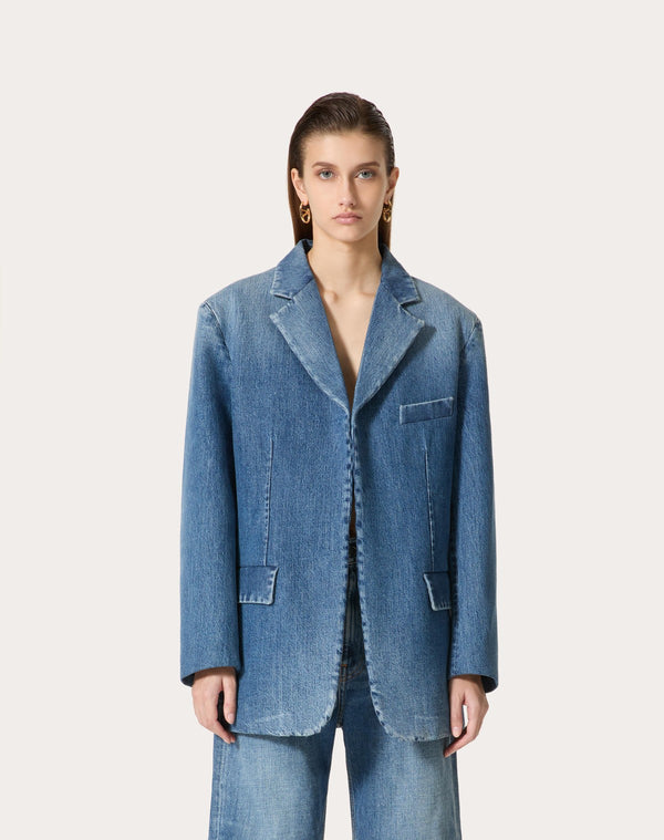 Giacca In Medium Blue Denim 