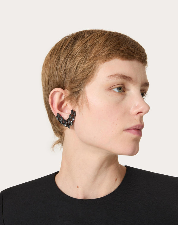 Orecchini V Detail In Metallo E Cristalli Swarovski®