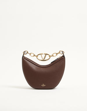 Mini Hobo Vlogo Moon Bag  In Vitello Granato Con Catena