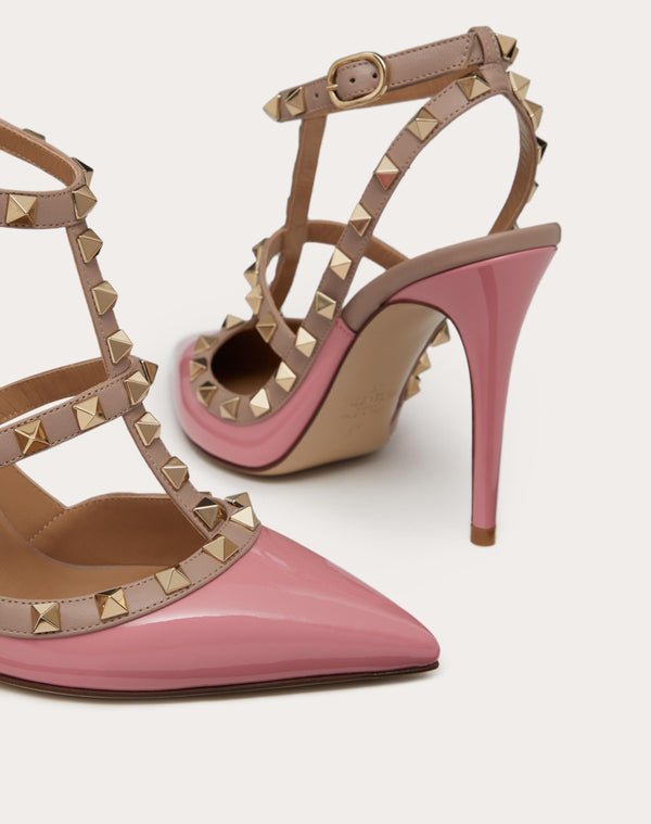Décolleté Rockstud In Vernice Con Cinturini 100Mm