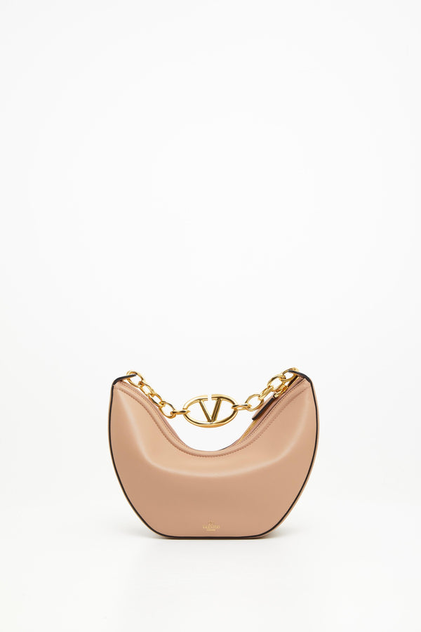 Hobo Piccola Vlogo Moon Bag In Vitello Granato Con Catena