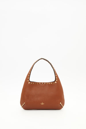 BORSA HOBO PICCOLA ROCKSTUD IN VITELLO GRANATO