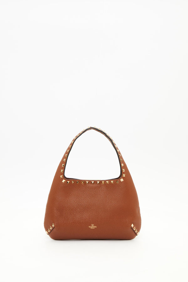 BORSA HOBO PICCOLA ROCKSTUD IN VITELLO GRANATO