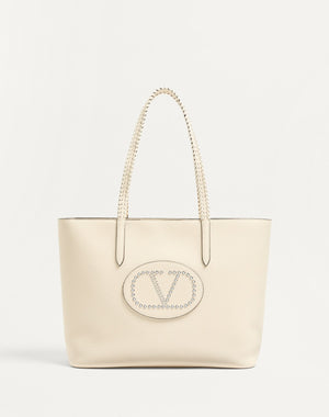 Borsa Shopping Valentino Garavani Nellcôte In Vitello Granato