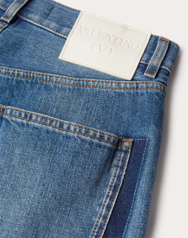 Bermuda In Medium Blue Denim Riserva 