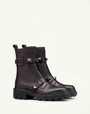 Combat Boot Roman Stud In Vitello E Borchie In Tono 40Mm