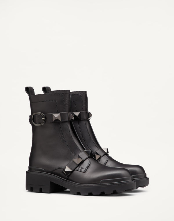 Combat Boot Roman Stud In Vitello E Borchie In Tono 40Mm