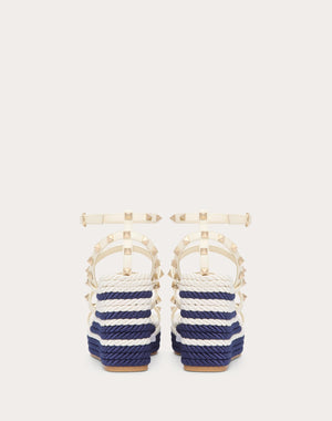 Sandalo Zeppa Rockstud Con Cinturini In Vitello 95Mm