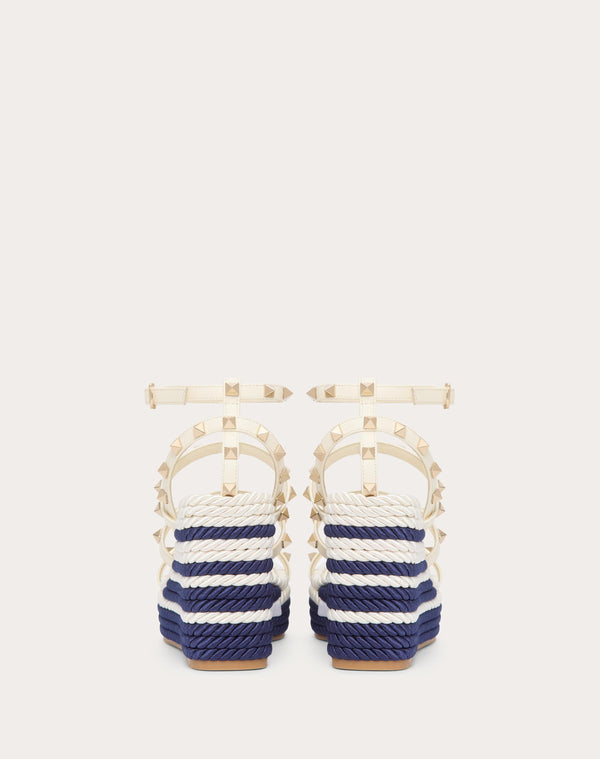 Sandalo Zeppa Rockstud Con Cinturini In Vitello 95Mm