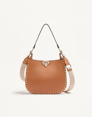 Borsa Hobo Valentino Garavani Rockstud In Vitello Granato
