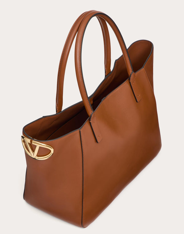 Borsa Shopping Vlogo Side In Vitello Nappato